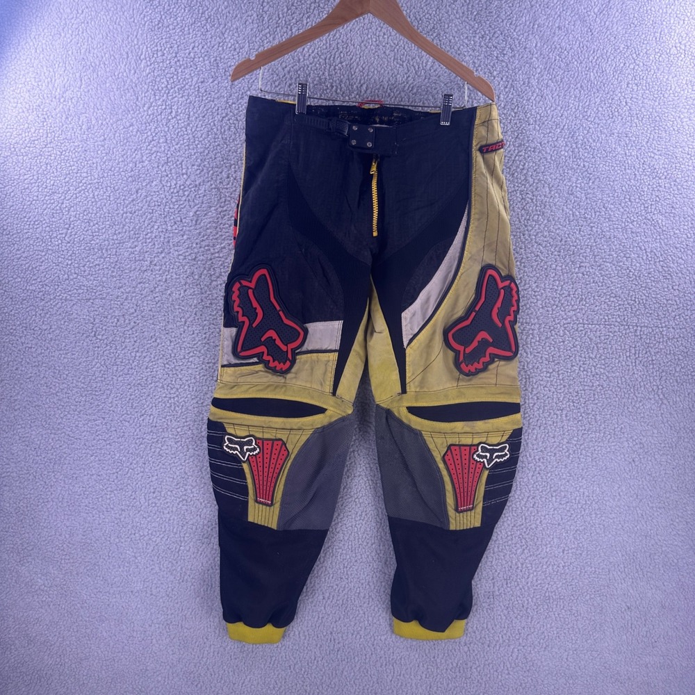 Vintage Fox Racing Tactic Motocross Pants Yellow Black Red Mens 32